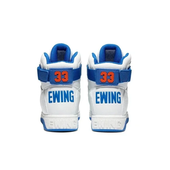 PATRICK EWING ATHLETIC KIDS GRADESCHOOL 33 HI REBOUND White/Blue/Orange Size 2.5 - Picture 3 of 4